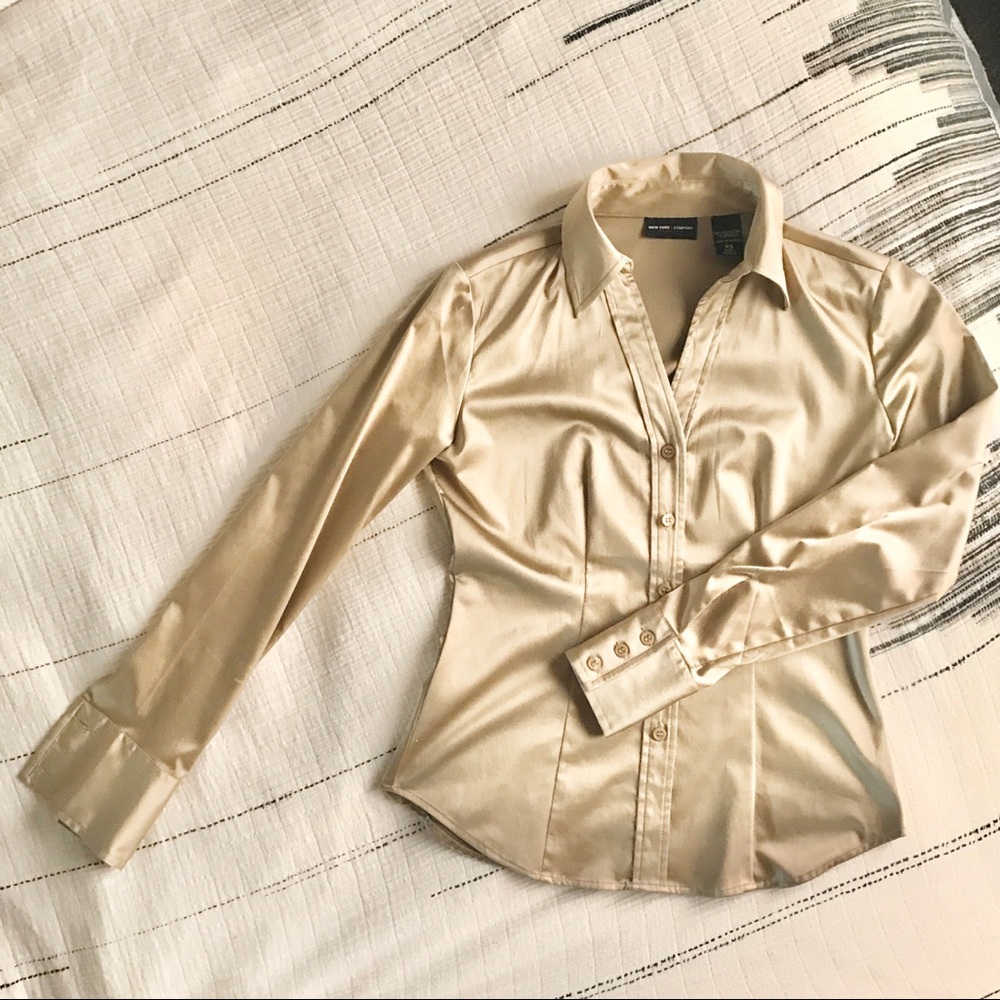 New York & Company Satin Button-Down Shirt